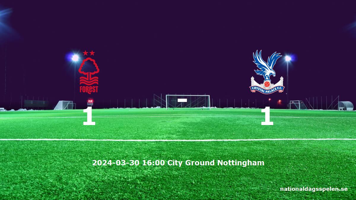 Nottingham Forest mot Crystal Palace tidslinje och laguppställning